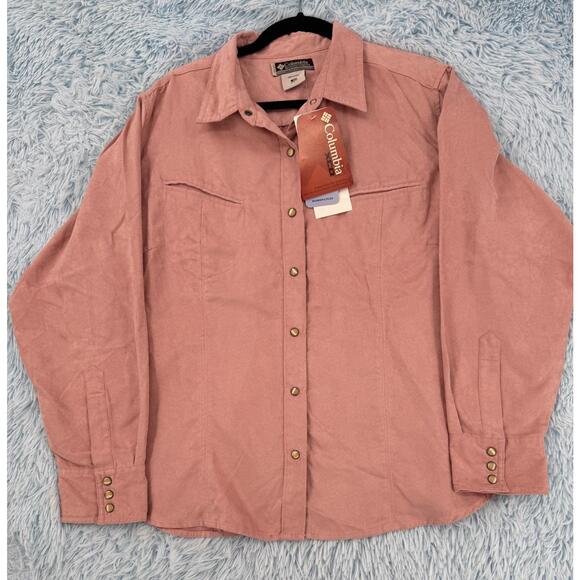 Columbia Women’s 1X Plus Shirt Rosa Siskiyou Pass Long Sleeve Snap Button Outdoo - Picture 4 of 15
